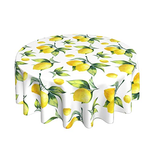 Zitrone Tischdecke rund 152,4 cm für Frühling Sommer gelb Zitrone Tischdecke Polyester waschbar Kreis Tischdecke für Küche Esszimmer Picknick Terrasse Hochzeit Party von Sweetshow