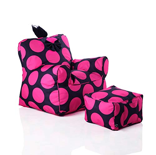 Sweety Toys 12152 Kindersessel Set Mit Hocker schwarz mit pinken Punkten Indoor/outdoor- waterproof von Sweety Toys