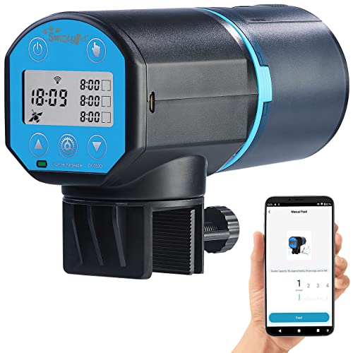 Sweetypet Fischfutterautomat: Smarter WLAN-Fischfutter-Automat, programmierbare Zeiten & Mengen, App (Aquarium Futterautomat, Fischfutterautomat Teich, Zeitsteuerung) von Sweetypet
