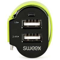 Sweex - Autoladegerät 3-Ausgänge 6 a 2 x usb / Micro usb Schwarz/Grün von Sweex