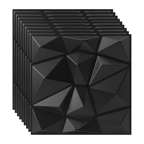 Swehooirt 20Stück PVC 3D Wandpaneele Schwarz Diamond Design - 30cm x 30cm Wandplatten - Akustikpaneele Schwarz Hochwertige PVC Paneele ideal für die Gaming Wand Deckenpaneele Swehooirt 20Stück PVC 3D Wandpaneele Schwarz Diamond Design - 30cm x 30cm Wandplatten - Akustikpaneele Schwarz Hochwertige PVC Paneele ideal für die Gaming Wand Deckenpaneele von Swehooirt