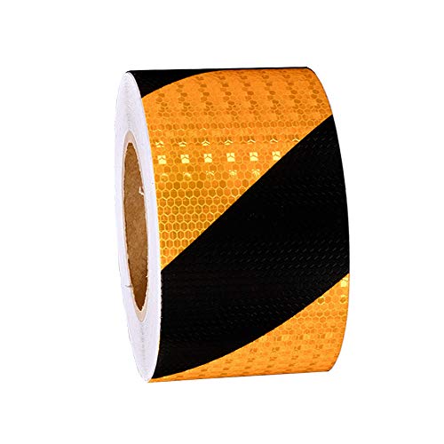 Sweieoni Flatterband Gelb Schwarz Reflektorband Selbstklebend Klebeband Schwarz Gelb Reflektierende Aufkleber Nacht Reflektorband Warnmarkierung Sicherheit,5 cm x 15 m von Sweieoni