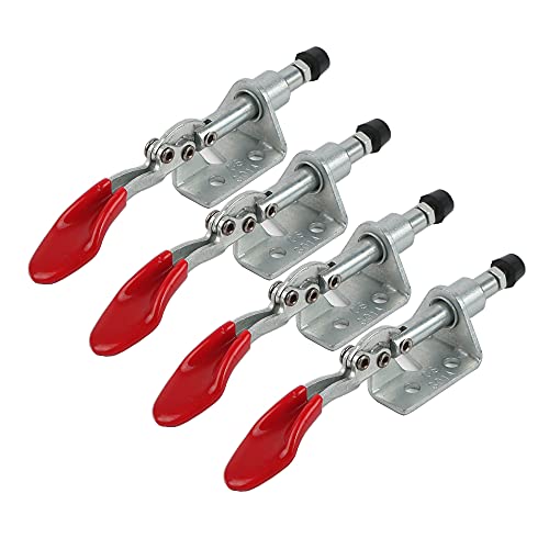 Sweieoni Schnellspanner Set 4 Stücke Kniehebelspanner Knebelklemme Push Pull Toggle ​Clamp Waagrechtspanner Push Pull Action Handwerkzeug Leichte Schnellspanner Werkzeug von Sweieoni