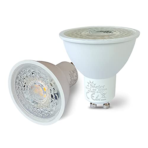 2xSweier 5W GU10 LED Bulbs 38° Beam Angle 430lm, Warm White 3000K 220-240V LED GU10 Spotlight, 5W Equivalent to 50W Halogen.Non-dimmable. von Sweier