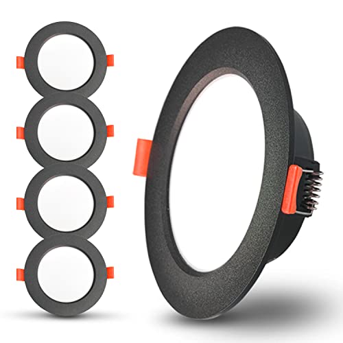 Sweier LED Spot IP44 Schwarz, 7W Einbau Deckenstrahler 230v, 600LM Warmweiß 3000K Deckenspots, Lochdurchmesser 88-100mm, Einbautiefe 35mm, 5er Set Sweier LED Spot IP44 Schwarz, 7W Einbau Deckenstrahler 230v, 600LM Warmweiß 3000K Deckenspots, Lochdurchmesser 88-100mm, Einbautiefe 35mm, 5er Set von Sweier