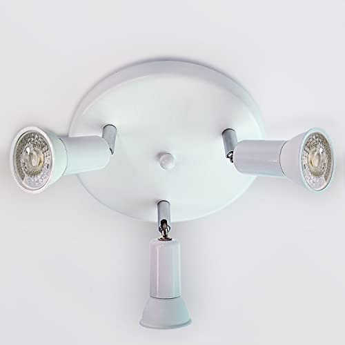 Sweier Deckenlampe 3 Flammen Drehbar Weiße Rund LED-Deckenleuchte, LED-Deckenstrahler für Küche, Wohnzimmer und Schlafzimmer, (3 x GU10 5W Glühbirnen enthalten) Kaltweiß 6000K Deckenspots von Sweier