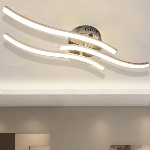 Sweier LED Deckenleuchte, 3 Flammig Modern Dimmbar Mit Fernbedienung, Curved Deckenlampe, Eingebaute Platinen 22W 2200Lumen, Für Wohnzimmer, Schlafzimmer, Küchen von Sweier