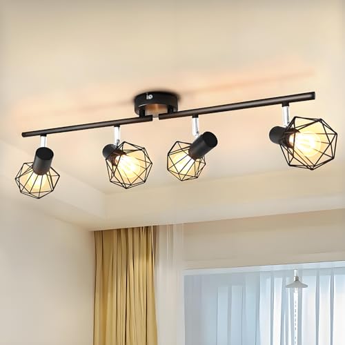 Sweier Led Deckenstrahler Schwenkbar, E14 Deckenleuchte 4-Flammig, Vintage Wandstrahler für Küche, mit Gitterschirm Retro Deckenspots für Arbeitszimmer Flur, Max. 40 Watt(Ohne Glühbirne) von Sweier