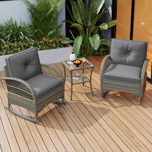 Rattan-Balkon-Set (3 Stück), Garten-Lounge-Set mit kleinem Couchtisch, Wohnzimmer-Möbel-Set mit 2 kleinen Sofas von Sweiko