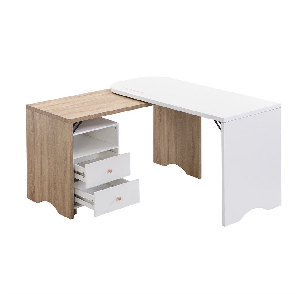 Sweiko Computertisch,Eckschreibtisch L-förmig,Schreibtisch, Schreibtisch,Bürotisch weiß 135cm von Sweiko