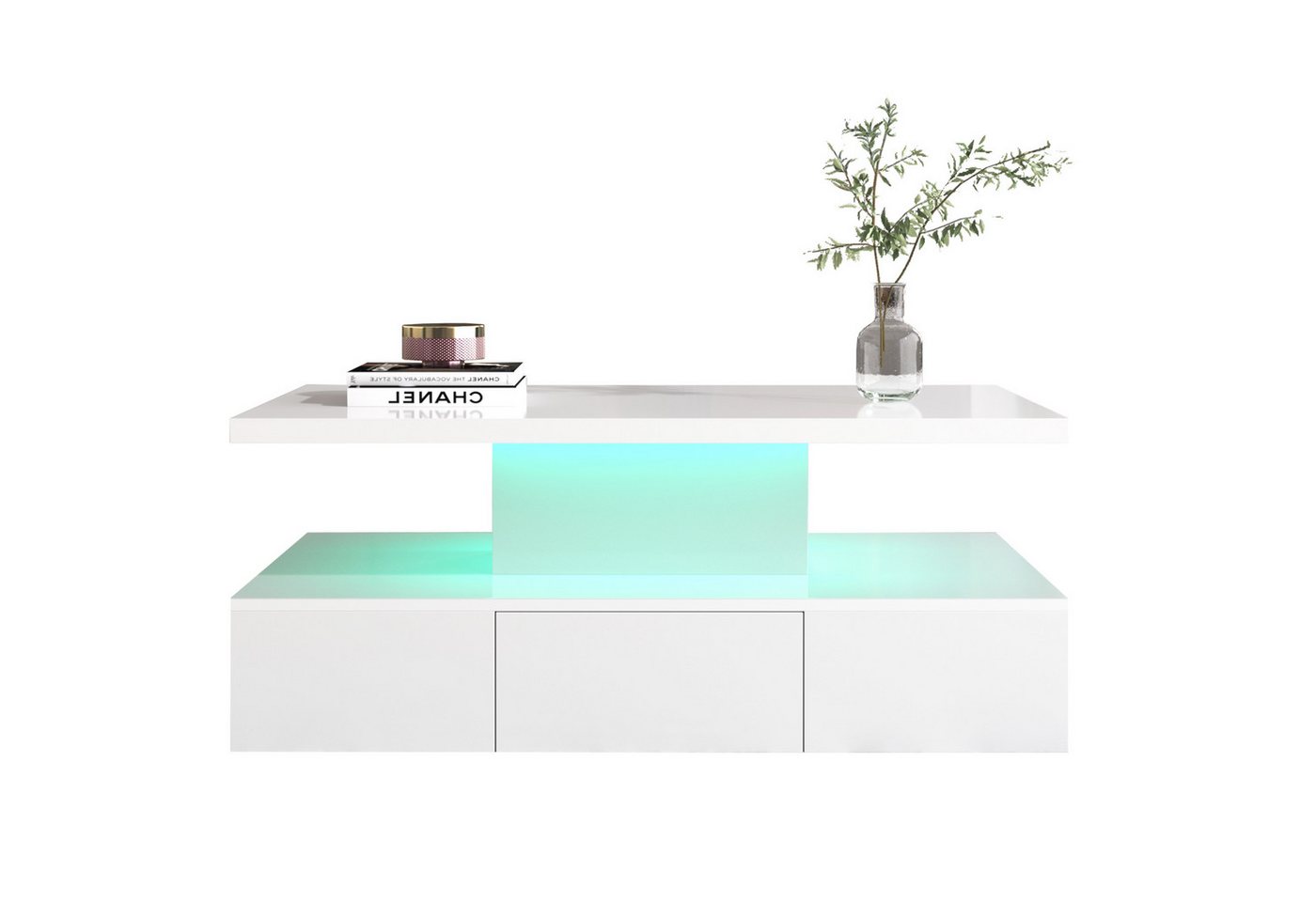 Sweiko Couchtisch, Hochglanz-Sofatisch mit LED-Licht und Schublade, 100 x 50 x 39 cm Sweiko Couchtisch, Hochglanz-Sofatisch mit LED-Licht und Schublade, 100 x 50 x 39 cm von Sweiko