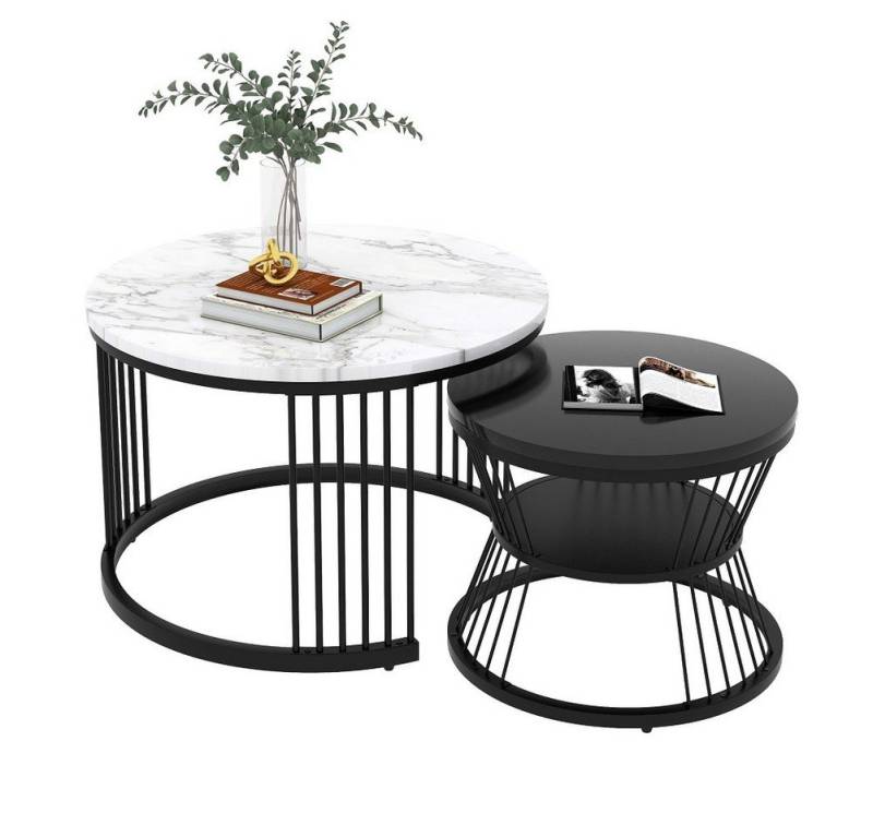 Sweiko Couchtisch, Nesting Couchtisch-Set, Tischplatte mit Marmormuster Sweiko Couchtisch, Nesting Couchtisch-Set, Tischplatte mit Marmormuster von Sweiko