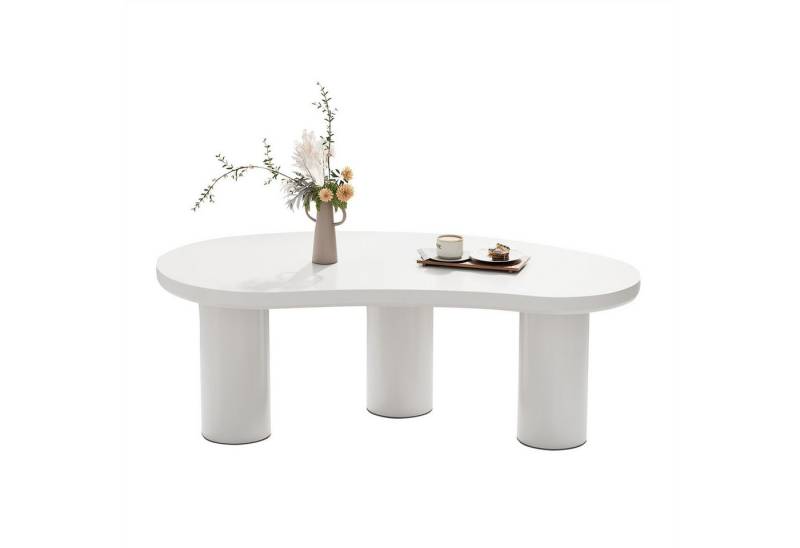 Sweiko Couchtisch Couchtisch Unregelmäßiger Halbmond-Couchtisch (MDF-Tischplatte und PVC-Bein, 1-St., Unregelmäßiger Couchtisch mit Filzunterlage), Weiß von Sweiko