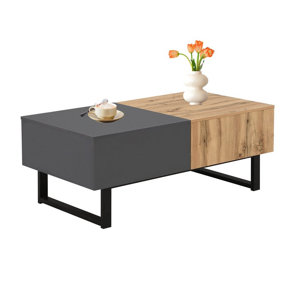 Sweiko Couchtisch Multifunktionaler verschiebbarer Couchtisch,Wohnzimmertisch (mit versteckter Aufbewahrung, 1-St., hochwertiger Holz- und Metallhalterung), 155 x 55 x 22 cm von Sweiko