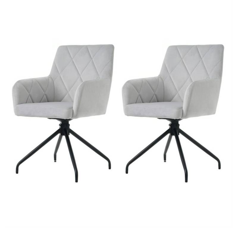 Sweiko Esszimmerstuhl 360°Drehbarer Esszimmerstühle,Sessel (mit Rautenmuster,Gepolsterter Sessel,mit 4 Metallbeinen, 2 St), Moderner Lounge-Stuhl,Wohnzimmerstuhl,Arbeitzimmer von Sweiko