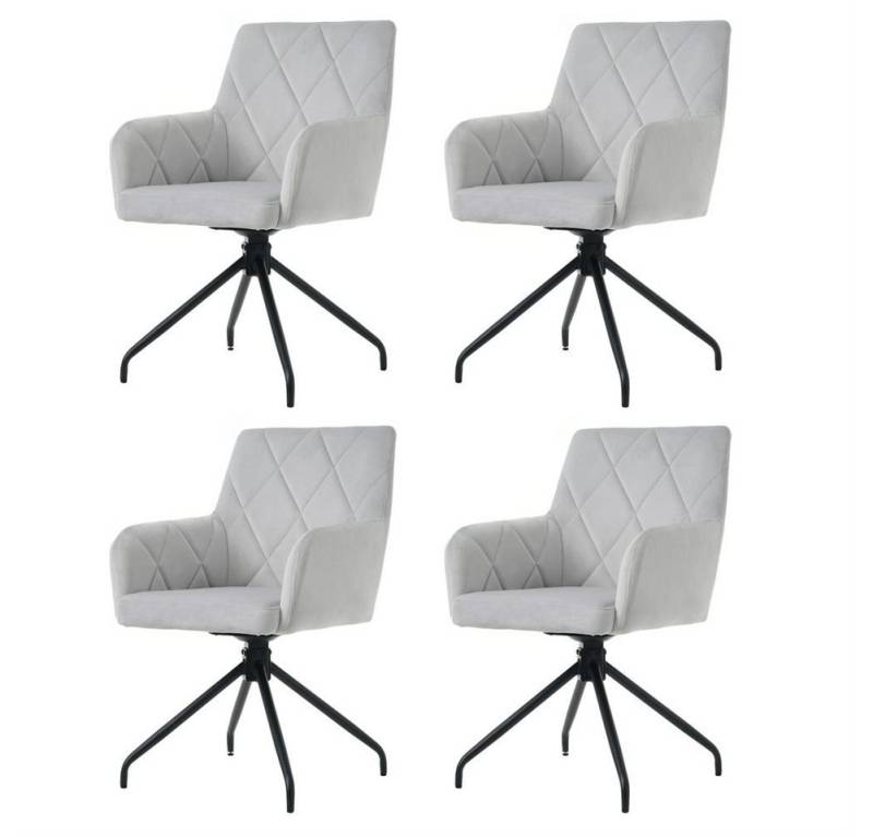 Sweiko Esszimmerstuhl 360°Drehbarer Esszimmerstühle,Sessel (mit Rautenmuster,Gepolsterter Sessel,mit 4 Metallbeinen, 4 St), Moderner Lounge-Stuhl,Wohnzimmerstuhl,Arbeitzimmer von Sweiko