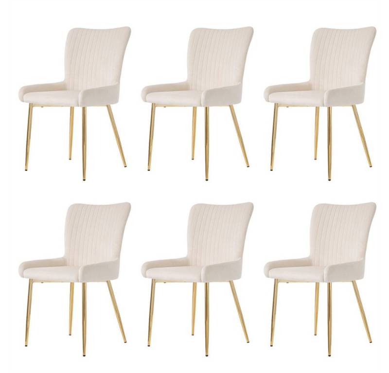 Sweiko Esszimmerstuhl Lounge-Stuhl Polsterstühle Wohnzimmerstuhl (Sofastuhl mit vier Metallstützbeinen,Wohnzimmer, Schlafzimmer Samt, 6 St) von Sweiko