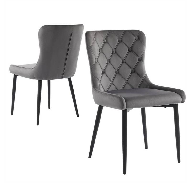 Sweiko Esszimmerstuhl Polsterstühle,Ergonomischer Stuhl,Küchenstuhl,4-Fußstuhl (mit Rückenlehne,mit Samtbezug Polsterstuhl,Polsterstuhl aus Metall,Beine aus rostfreiem Stahl, 2 St), 50*45*86cm von Sweiko