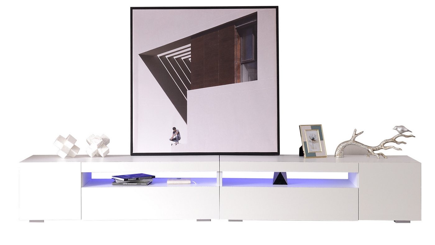 Sweiko Lowboard (TV-Schrank mit LED-Beleuchtung und 2 Schubladen), 240*39*35cm von Sweiko