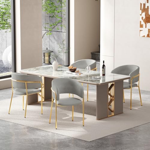 Sweiko Moderner 4-teiliger Esstisch, mit abgewinkelten Beinen, verstellbaren Füßen, Cordstoff, ergonomisch, für Wohnzimmer, offene Büroräume (Grau 4 St) von Sweiko