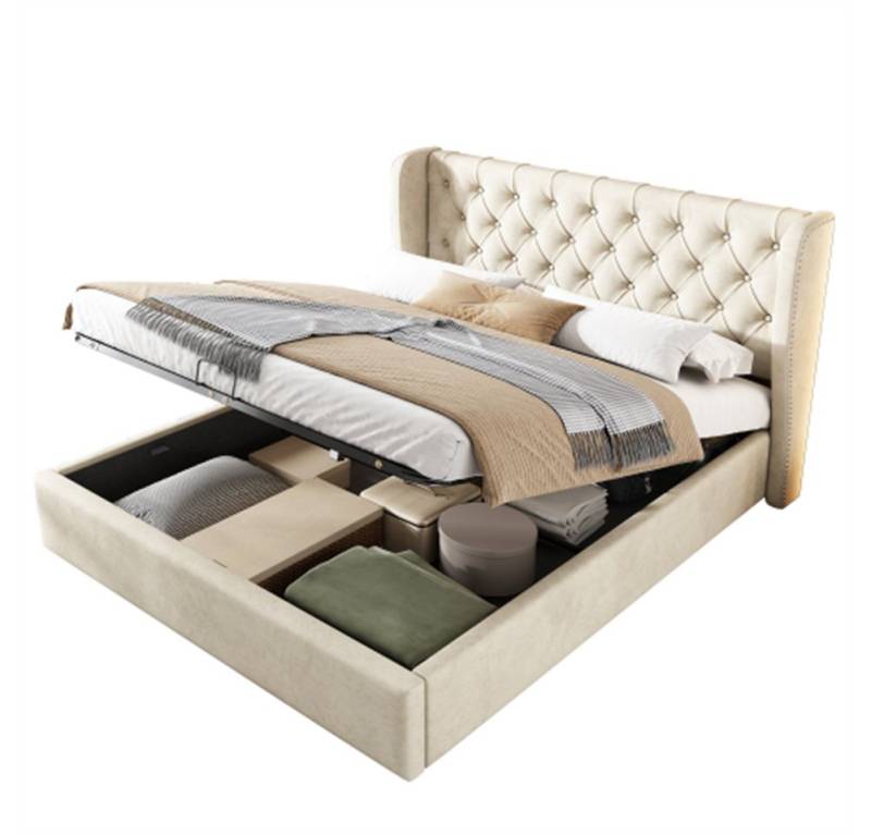 Sweiko Polsterbett, Doppelbett mit ohrförmigem Kopfteil,Stauraumbett, 140*200cm von Sweiko