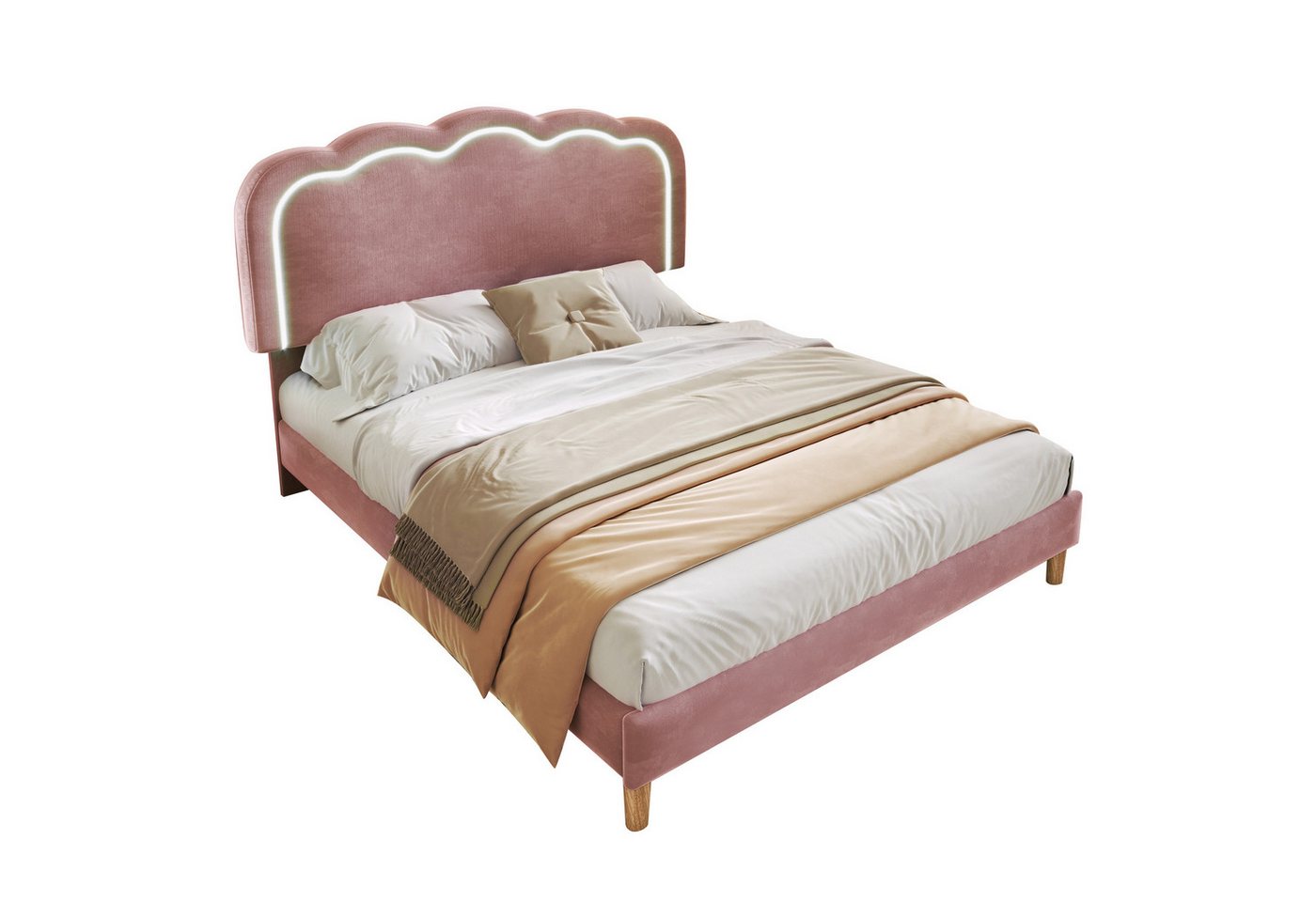 Sweiko Polsterbett, Jugendbett mit LED-Leiste und höhenverstellbarem Kopfteil, 140*200cm Sweiko Polsterbett, Jugendbett mit LED-Leiste und höhenverstellbarem Kopfteil, 140*200cm von Sweiko