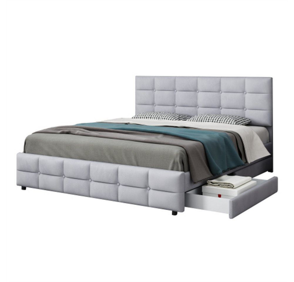 Sweiko Polsterbett (Doppelbett mit 4 Schubladen, höhenverstellbarem Kopfteil und Lattenrost), Samt, 180*200cm, ohne Matratze von Sweiko