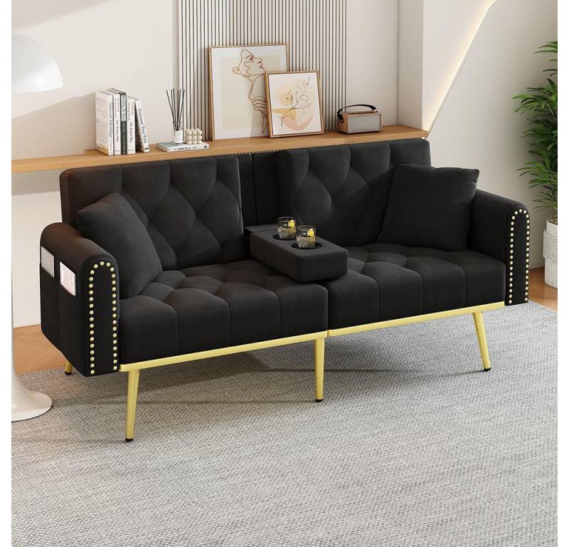 Sweiko Schlafsofa drei verstellbaren Neigungswinkeln, Samt, Doppelt ausklappbares sofa mit Liegefunktion und Getränkehalter Sweiko Schlafsofa drei verstellbaren Neigungswinkeln, Samt, Doppelt ausklappbares sofa mit Liegefunktion und Getränkehalter von Sweiko