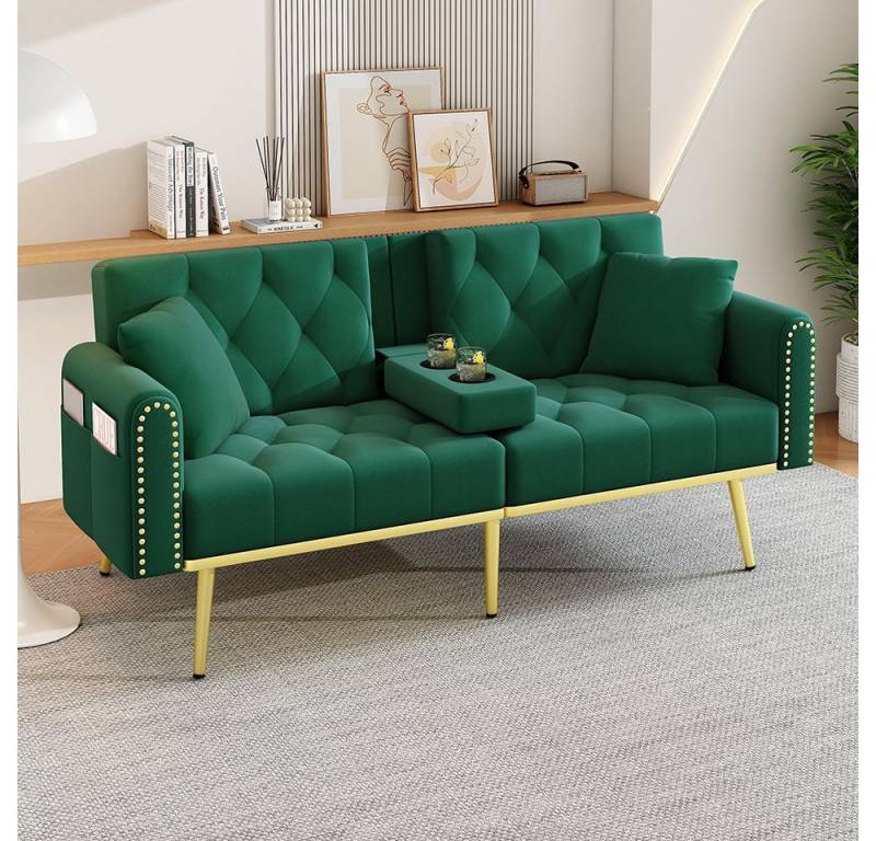 Sweiko Schlafsofa drei verstellbaren Neigungswinkeln, Samt, Doppelt ausklappbares sofa mit Liegefunktion und Getränkehalter Sweiko Schlafsofa drei verstellbaren Neigungswinkeln, Samt, Doppelt ausklappbares sofa mit Liegefunktion und Getränkehalter von Sweiko