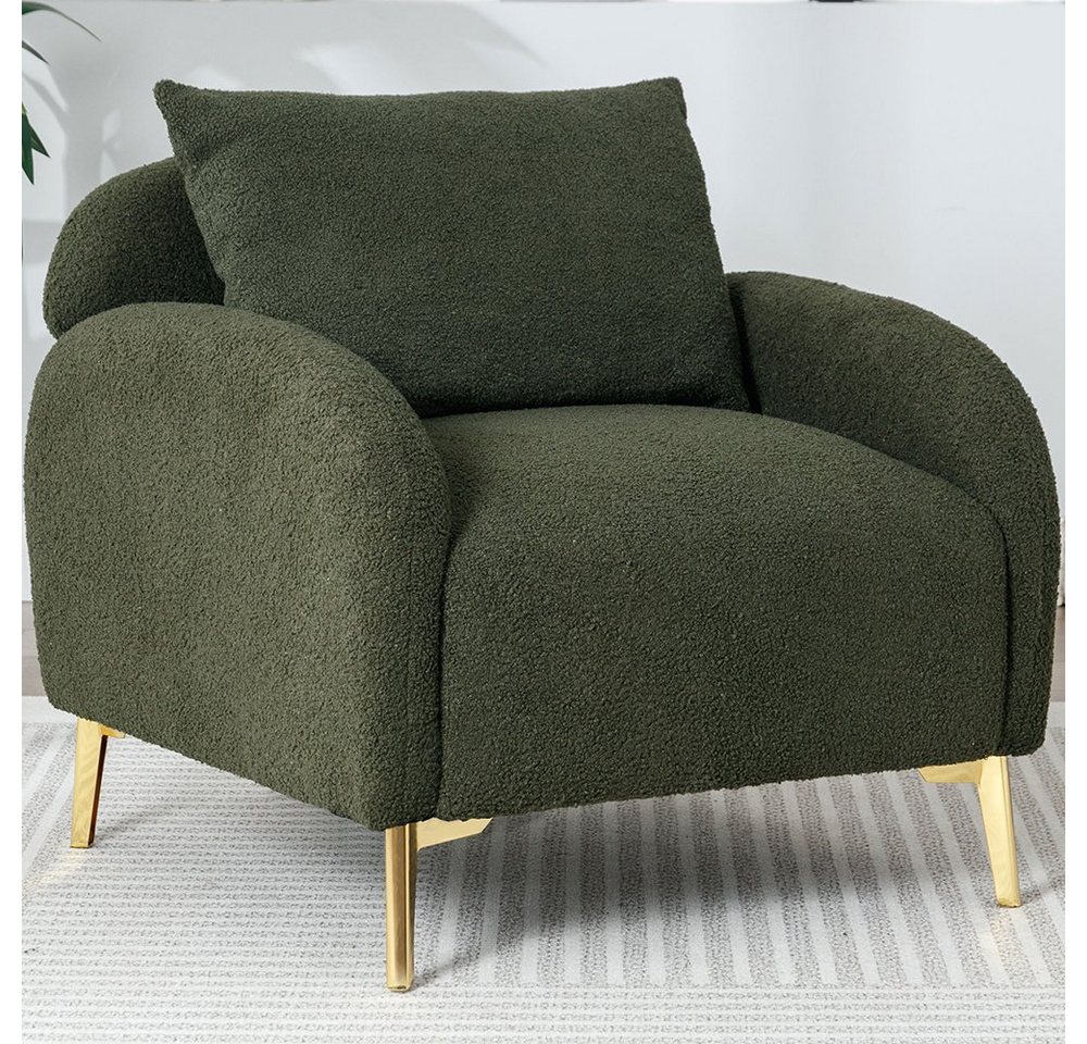 Sweiko Sessel, Loungesessel mit gemütlichen Kissen und Metallfüßen, Teddystoff von Sweiko