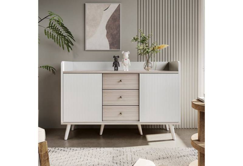 Sweiko Sideboard, Kommode mit 2 Schiebetüren und 3 Schubladen, 117,5*80*39,5cm von Sweiko