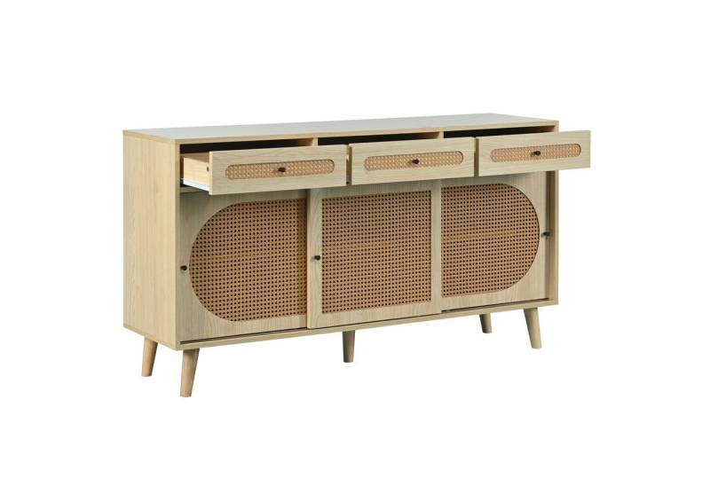 Sweiko Sideboard (Aufbewahrungsschrank mit 3 Schubladen und Rattantüren), Breite 140 cm von Sweiko