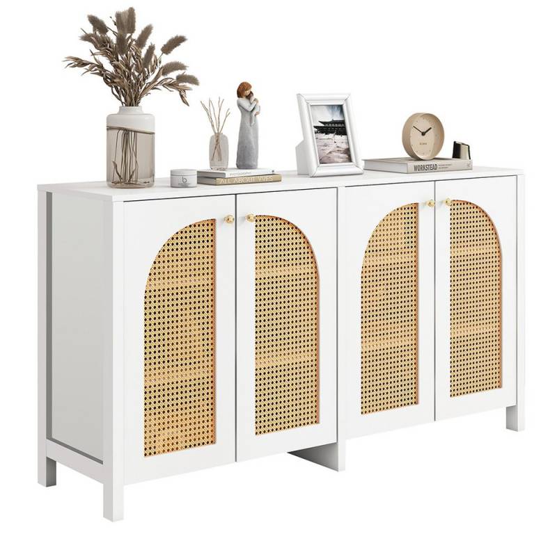 Sweiko Sideboard Küchenschrank Modernes Anrichte im minimalistischen (Stil 4-Rattantür Metallgriff einfaches Buffetschrank Metallgriff einfaches, 1 St., Buffetschrank für Esszimmer, Wohnzimmer, Küche) von Sweiko