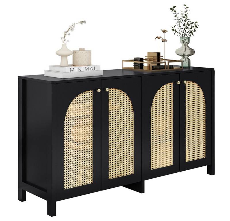 Sweiko Sideboard Küchenschrank Modernes Anrichte im minimalistischen (Stil 4-Rattantür Metallgriff einfaches Buffetschrank Metallgriff einfaches, 1 St., Buffetschrank für Esszimmer, Wohnzimmer, Küche) von Sweiko