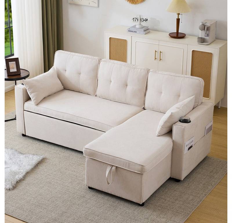 Sweiko Sofa Schlafsofa Loungesessel L-förmiges Sofa, mit Schlaffunktion,Loungesofa mit Stauraum und Getränkehalter, mit Schlaffunktion Sweiko Sofa Schlafsofa Loungesessel L-förmiges Sofa, mit Schlaffunktion,Loungesofa mit Stauraum und Getränkehalter, mit Schlaffunktion von Sweiko
