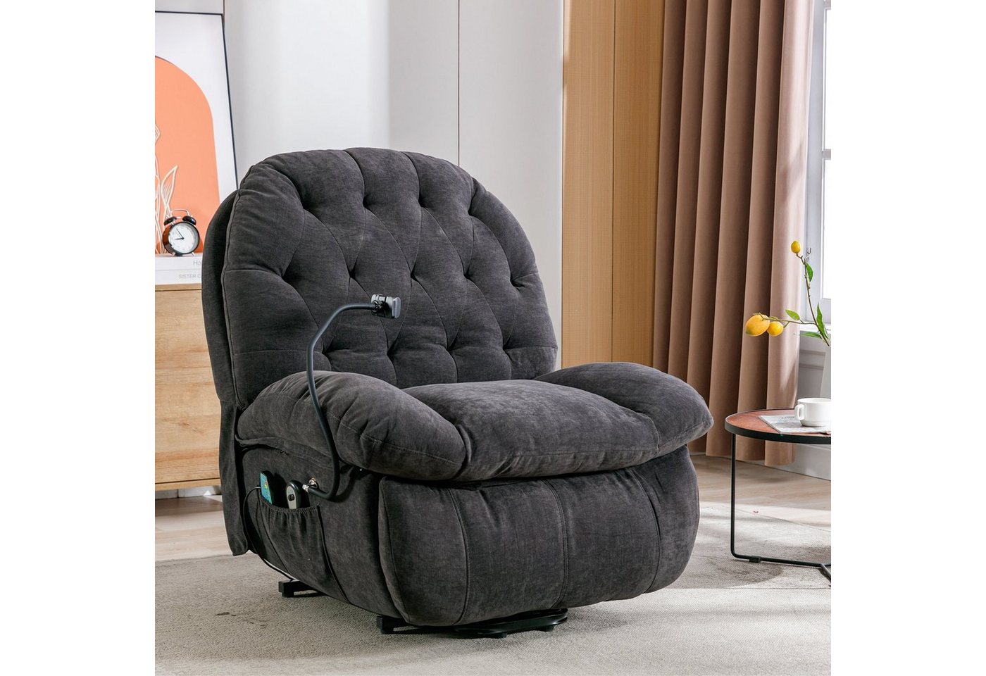 Sweiko TV-Sessel, Sessel mit Seitentaschen und Handyhalterung, Massage- und Heizfunktion von Sweiko