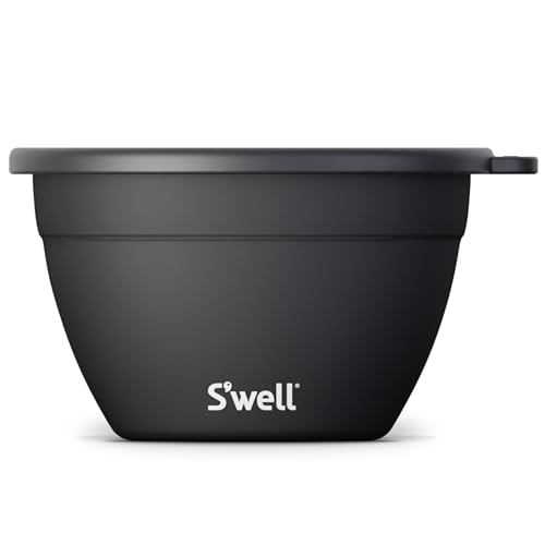 Swell Salatschüssel-Set aus Edelstahl – 1,8 l Onyx – kommt mit 57 ml Gewürzbehälter und herausnehmbarem Tablett für Organisation – auslaufsicher, leicht zu reinigen, spülmaschinenfest von S'well