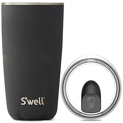 S'well Tumbler mit Deckel, 530ml, Onyx, BPA/BPS-freier vakuumisolierter, dreifach isolierter Reisebecher mit Schiebedeckel, für heiße und kalte Getränke, zu Hause von S'well