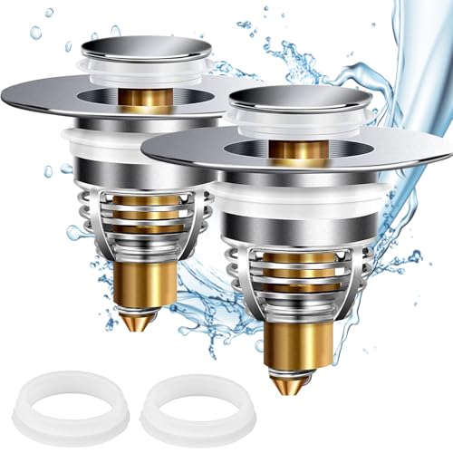 Swetfela 2 Stücke Waschbeckenstöpsel, Badezimmer Abflussstopfen Waschbecken mit Sieb, Universal Pop Up Waschbeckenstöpsel mit Haarsieb, Abflussstopfen Badezimmer, 35mm 40mm Waschbeckenstöpsel von Swetfela