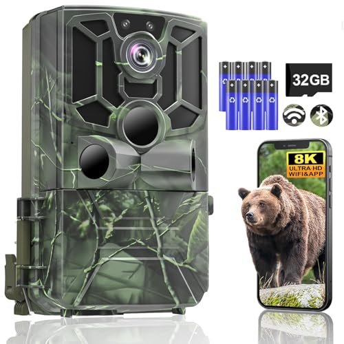Swetfela Wildkamera 5K Video Wildkamera mit Handyübertragung App, 60MP Full HD WLAN Bluetooth Wildtierkamera mit Nachtsicht Bewegungsmelder, IP66 wasserdichte, 32G Speicherkarte und 8*AA-Batterien Swetfela Wildkamera 5K Video Wildkamera mit Handyübertragung App, 60MP Full HD WLAN Bluetooth Wildtierkamera mit Nachtsicht Bewegungsmelder, IP66 wasserdichte, 32G Speicherkarte und 8*AA-Batterien von Swetfela