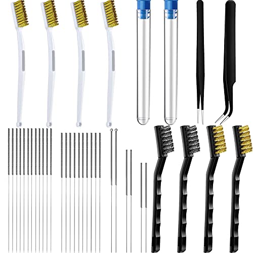 Swetup 40 Stück Duesen Reinigung Set, 3D Drucker Werkzeug Reinigungsset mit 28 0,15/0,25/0,35/0,4/0.5mm Reinigungsnadeln, 2 Pinzette, 8 Messingbürste, 2 Nadelrohr Reinigen für Reinigung, Drucken von Swetup