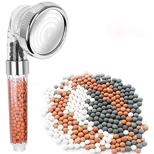 Duschkopf filter und extra 6 pack ionenfilter balls, shower Handbrausen - 3 Modi Duschbrause für Duscharmaturen von Swhily