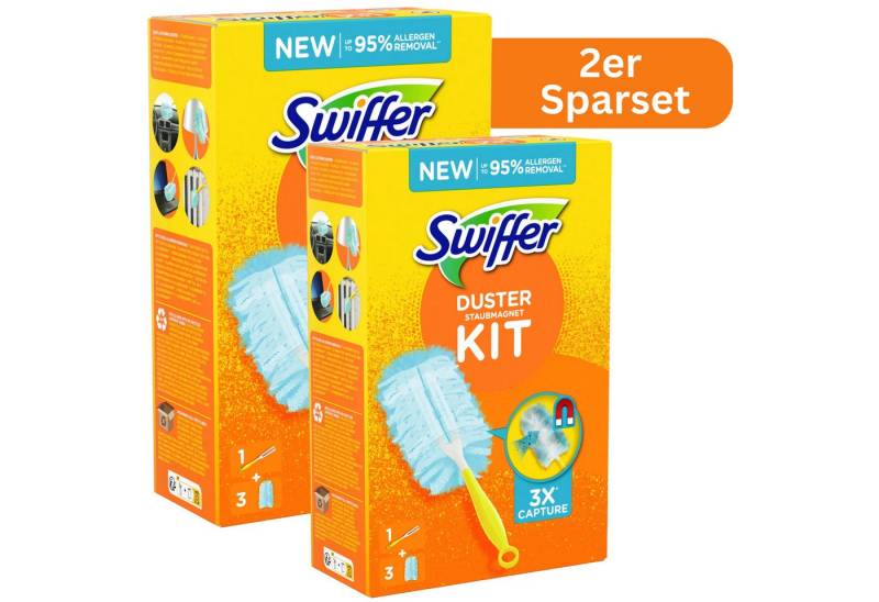 Swiffer 2x Duster Staubmagnet Starterset Kit mit Griff und Staubfangtücher Reinigungstücher (2er Set, Reinigt perfekt an schwer zugänglichen Stellen) von Swiffer