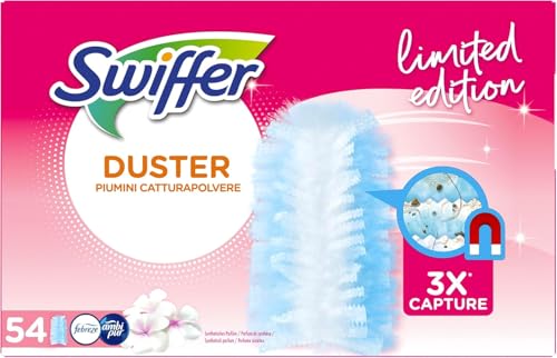 Swiffer Pink Duster Staubwedeln, 54 Bettdecken, fängt Staub und Schmutz auf, erreicht die schwierigsten Stellen im Haus, Daunendecken mit 45% recycelten Fasern von Swiffer
