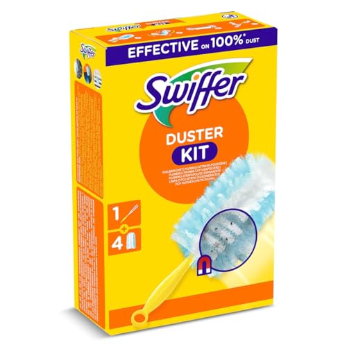 Swiffer Duster Starter Kit (1 Griff und 4 Nachfüller), fängt ab und sperrt 3X mehr Staub und Haar im Vergleich zu Einer herkömmlichen Staubwedel von Swiffer
