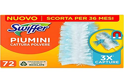 Swiffer Duster Staubfänger, 72 Bettdecken, fängt Staub und Schmutz auf und fängt Staub und Schmutz auf, erreicht die schwierigsten Stellen im Haus, Maxi Format, Vorrat für 36 Monate, Weiß von Swiffer