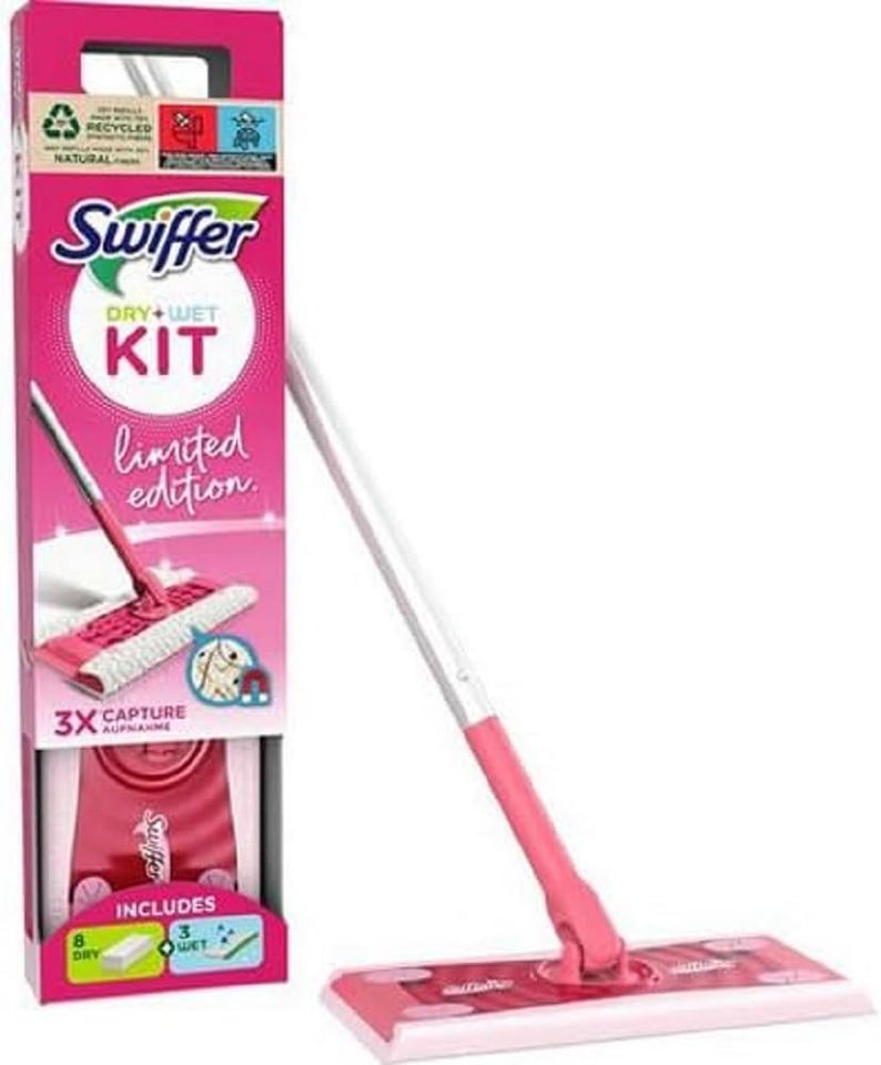 Swiffer Starter Set Bodenwischer und Bodentücher Pink Bodenwischer + 8 Tücher Fussbodenreiniger von Swiffer