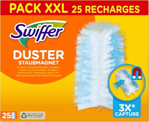 Swiffer Staubwedel Duster fängt & hält Staubentferner, fängt und hält 3 Mal mehr Haare und Staub als EIN gewöhnlicher Staubwedel, 25 Stück von Swiffer