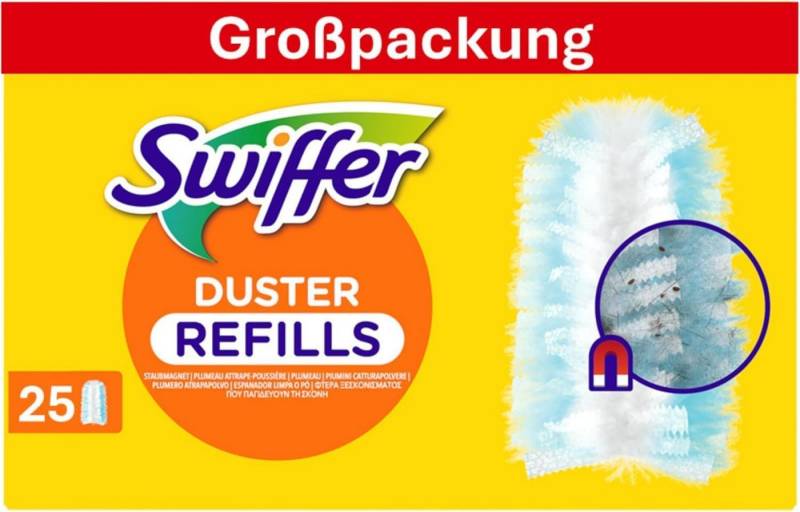 Swiffer Staubwedel Staubmagnet 25 Tücher – Extra stark gegen Staub, Pollen & Tierhaare (Spar-Set, 25-St), 5x5 Tücher = 25 Stück von Swiffer