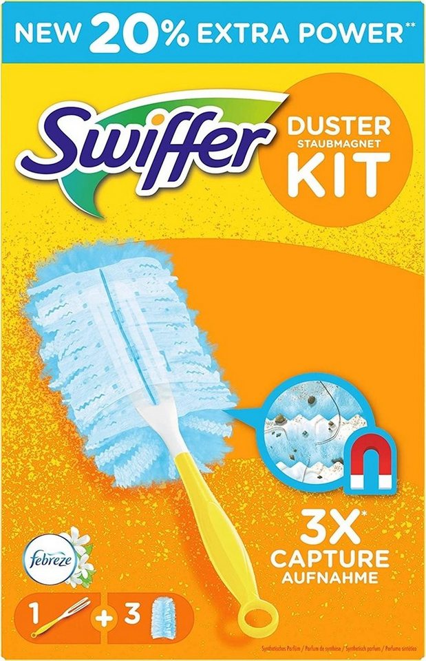 Swiffer Staubwedel Swiffer DUSTER Staubmagnet Stauwischer entferner mit Febreze Frische, Staubwedel + 3 Tücher von Swiffer